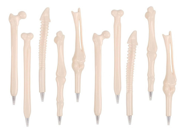 Kit 10 Canetas Formato Ósseo Esferográficas Médica Escolar 0