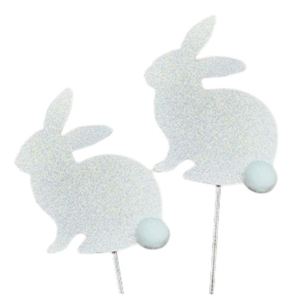 Kit 06 Enfeite Páscoa Palito Coelho Pompom Decoração Doces 0