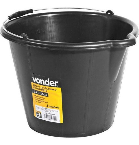 Balde Plástico Extraforte 12l Preto Vonder 0