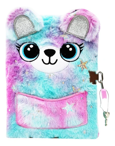 Diario Intimo Con Candado Peluche 64 Hojas - Oso Colorido 0