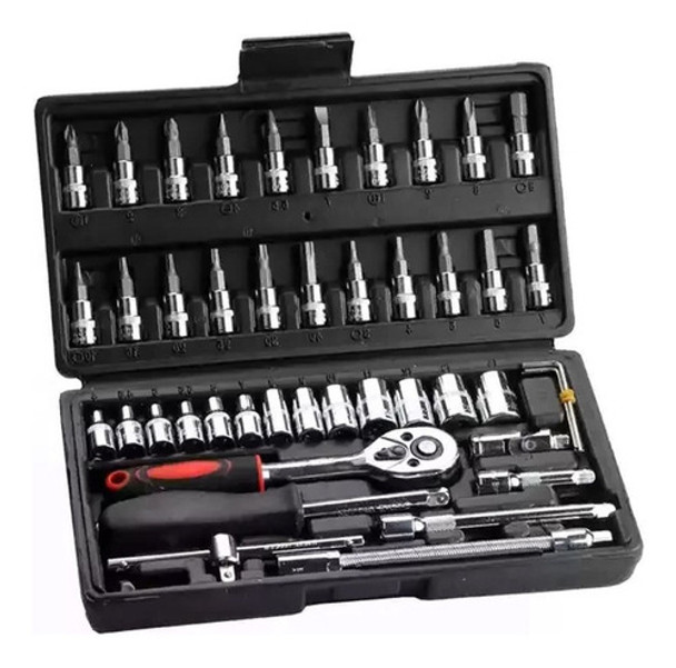 Jogo De Soquetes Encaixe 1/4 E 1/2 Pol., Com 46 Pecas//stels 0