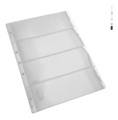 100 Folhas Plastico Cédulas Acetato Premium 4 Divisões Notas 0
