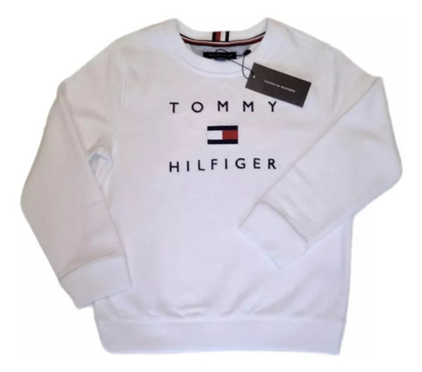 Blusa Moletom Tommy Hilfiger Branca Bordado Tommy Original 0