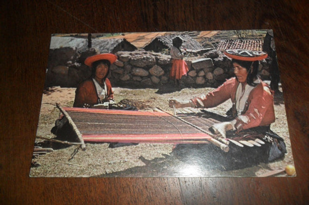 Antigua Tarjeta Postal Cuzco Peru Tejido En Telar Artesanal 0