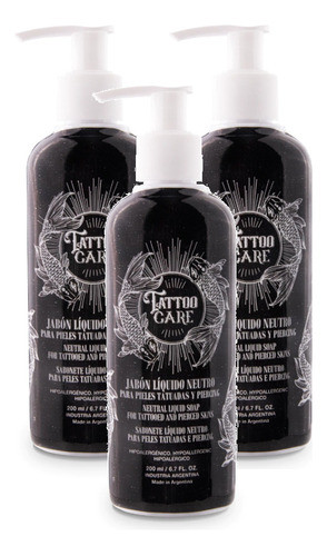 Pack Jabón Liquido Para Tatuaje Antibacterial Tatto Care X3 0