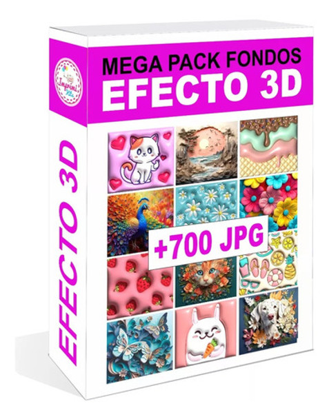 Megapack Fondos Efecto 3d Inflado Animales Paisajes Flores + 0