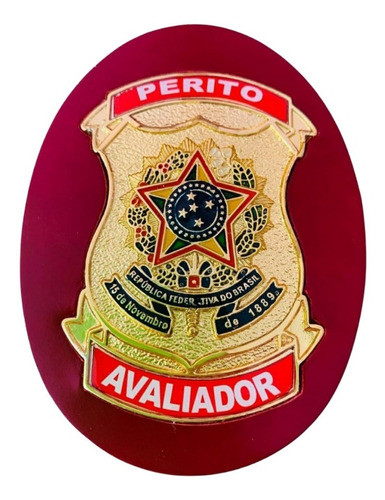 Distintivo Bolachão Vermelho Em Couro - Perito Avaliador 0