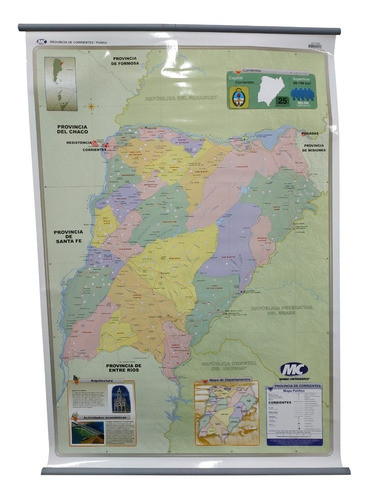 Mapa Mural Corrientes Fis/politico - Rutero 72x102cm 0