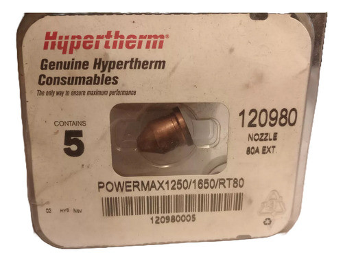 Tobera Escudo Electrodo Anillo Hypertherm 120980 Pmx1250 X5u 0