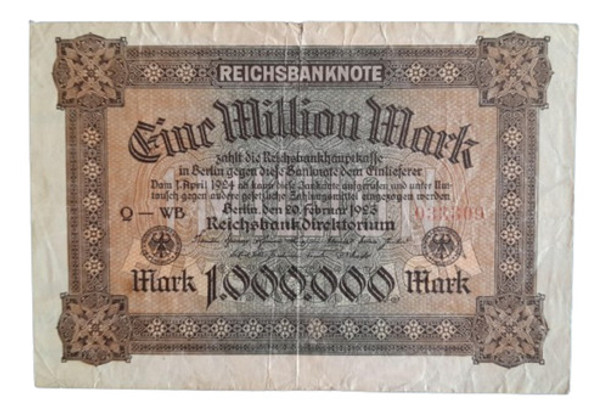 Alemania Billete 1000000 Marcos Año 1923 0 Alemania Billete 1000000 Marcos Año 1923 0