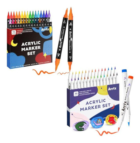 Arrtx Bolígrafos De Pintura Acrílica De 32 Colores 0