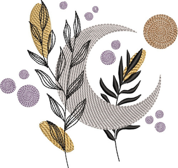 Matriz De Bordado A Máquina: Luna Arte Minimalista 0