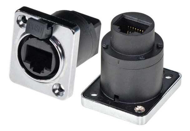 Kit 2 Conector Ethercon Rj45 Rede Dlk Fêmea Fêmea P/ Painel 0