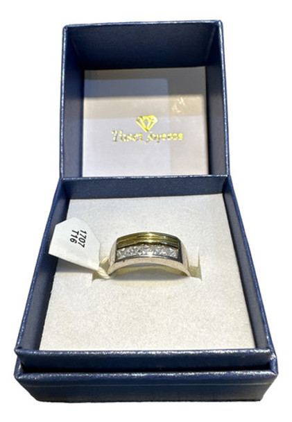 Anillo En Plata 925 Y Oro Doublé Con Circonias, T=16. Tuset 0