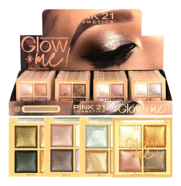 24 Paleta De Sombras Glow Me Brilho Cs3996 Pink 21 Atacado S 0