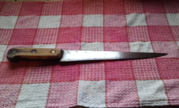 Gran  Cuchilla  Antigua  Hoja  De  Acero  De  27  Cm.  Leer 0