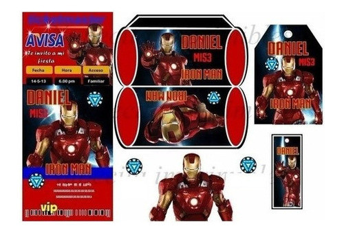 Kit Imprimible Iron Man Ironman Candy Bar Invitaciones Bande 0