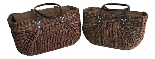 Bolso De Mimbre Forrado Con Cierre (set X2) 0