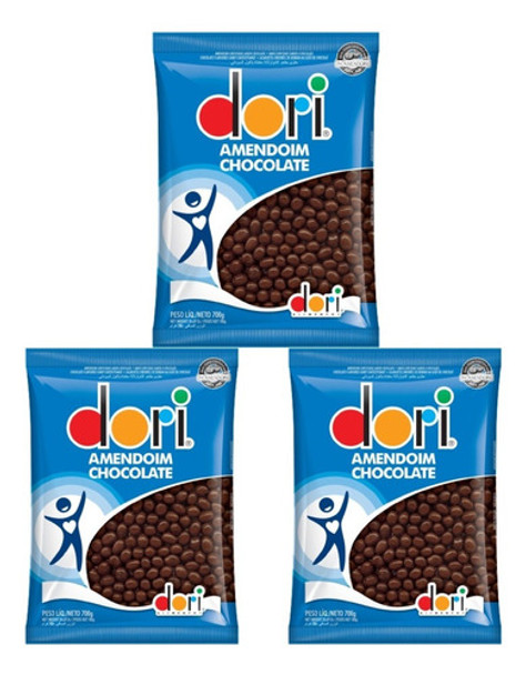 Kit 3 Pacotes De Amendoim De Chocolate Confeitado 700g- Dori 0