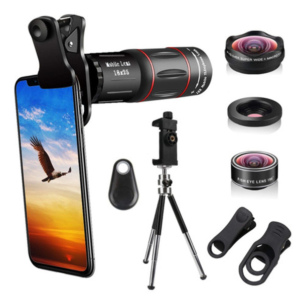 Kit Lentes Cámara Teléfono Celular 4 1, Lente Con Zoom 18x / 0
