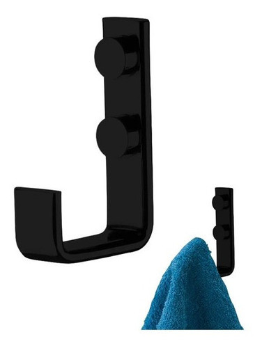 Porta Toalha Toalheiro Cabide Multiuso Parede Preto Fosco 0