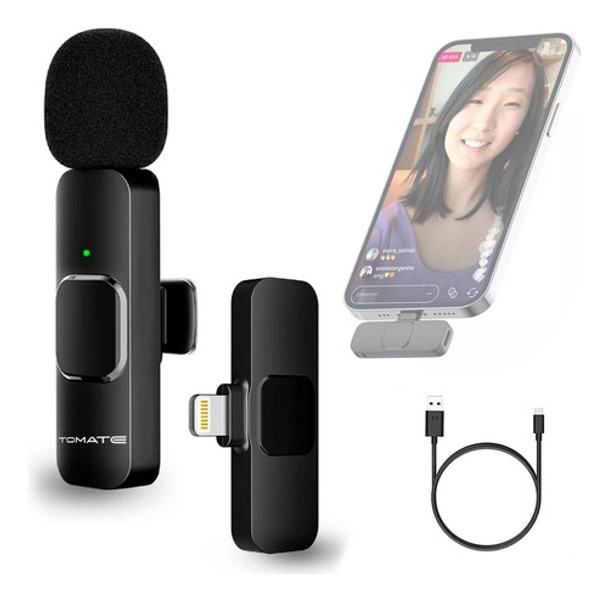Microfone Lapela Sem Fio Para iPhone Lightning Tomate 0