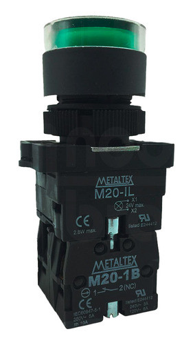 Botao Pulsador Verde Iluminado 24v 1na+1nf 0