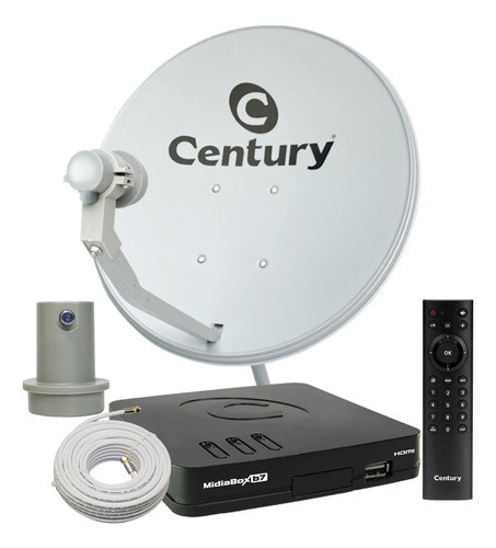 Kit Receptor Digital Century Midiabox Antena Lnbf 5g Ku Cabo 0