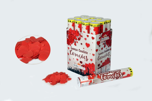 Lanca Confete Corações  Vermelho 30 Cm - 2 Unidades 0