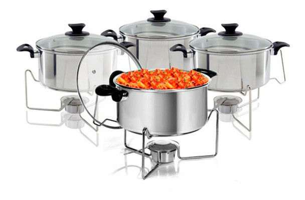 Conjunto 4 Rechaud Fundo Polido Em Alumínio Para Buffet 0 Conjunto 4 Rechaud Fundo Polido Em Alumínio Para Buffet 0