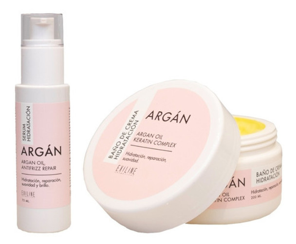 Serum Argan Oil Anti Frizz Exiline Argan + Baño De Crema 0