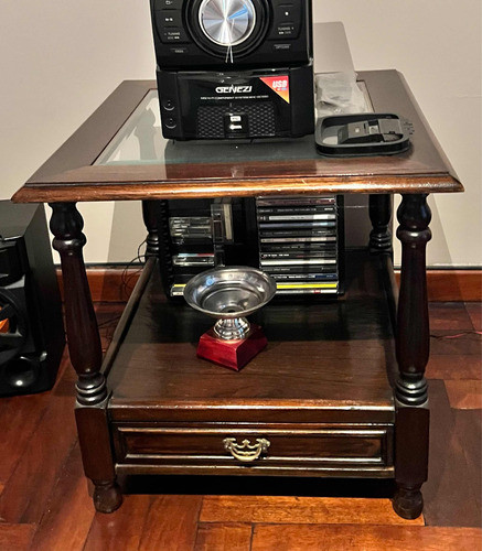 Mesita Baja Con Estante Y Cajón Para Comedor 0