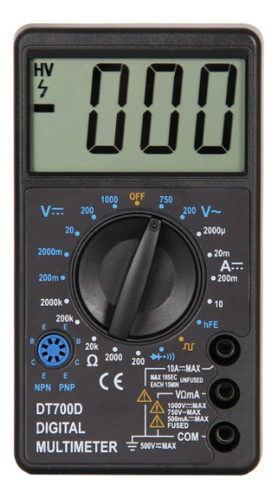 Multimetro Tester Digital Pantalla Grande Vol Amp Res Buzzer 0