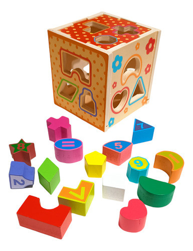 Juego Didactico Cubo De Encastres Con Bloques Madera 0