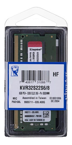 Memoria Kingston 8gb Ddr4 3200 Sodimm Notebook Tranza 0