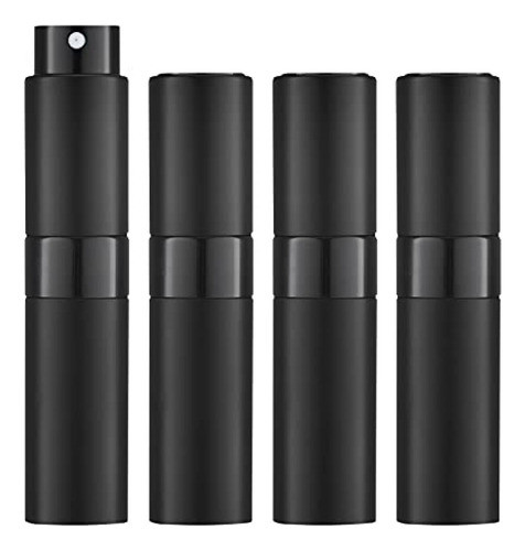 4 Mini Botellas Atomizadora De Prefume Recargable Negro 0