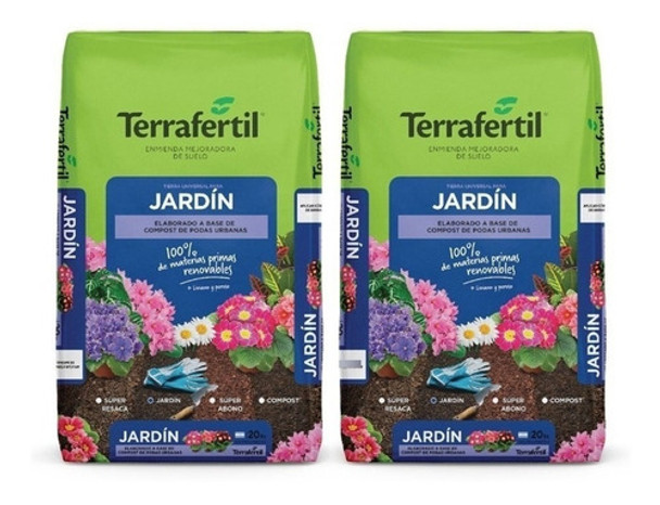 Tierra Fértil Para Jardín Terrafertil 20lts 2 Unidades Grow 0