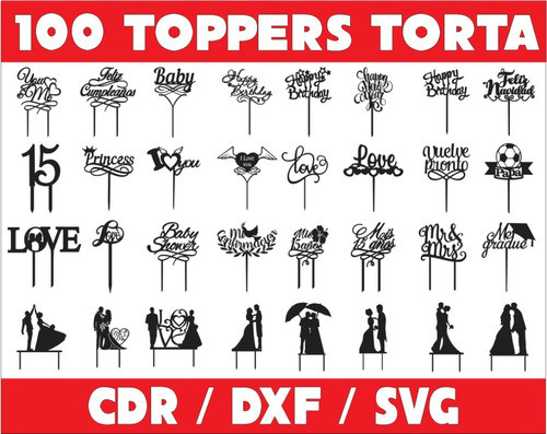 Vectores Corte Laser - Pack Toppers Adornos 0