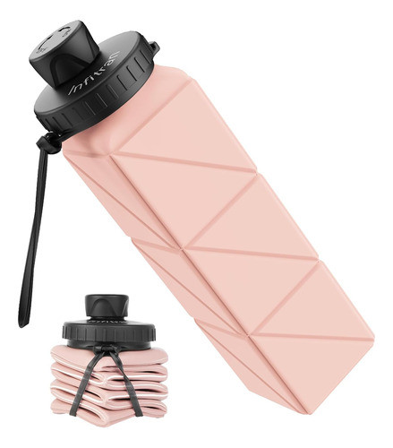 Botella De Agua Plegable Viaje Camping Running Rosada 530ml 0