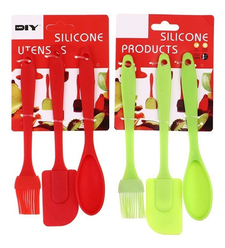 Set X3 Espátulas De Silicona Cocina Repostería Antiadherente 0