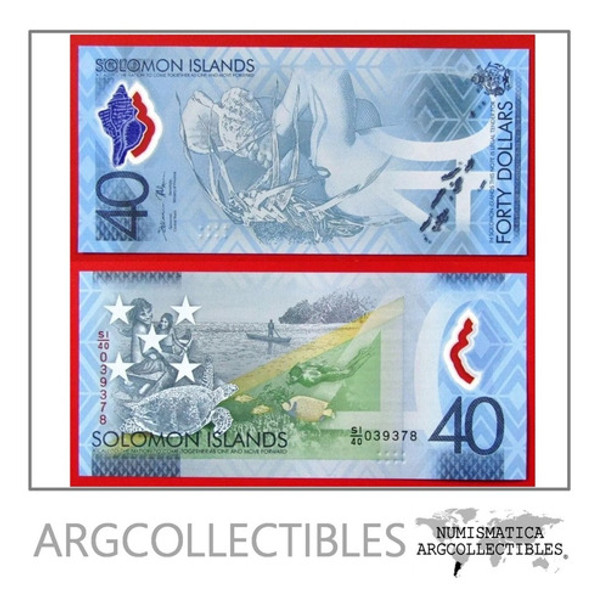 Islas Salomon Billete 40 Dolares Unc 2018 P-new Polimero 0