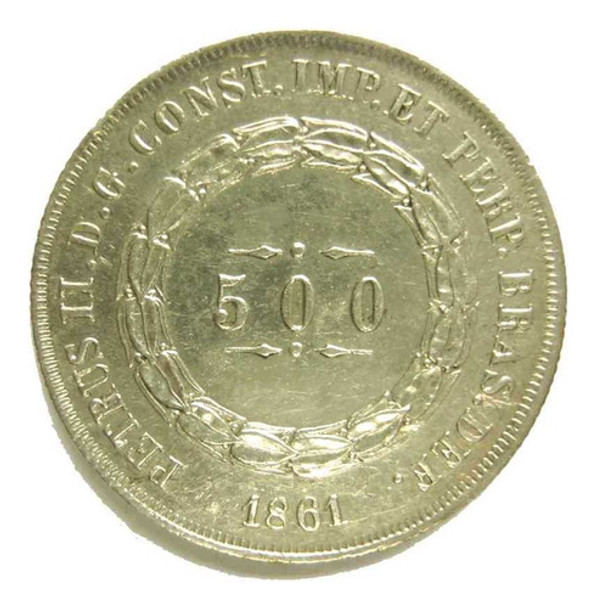 Brasil Antigua 500 Reis De Plata Año 1861 Impecable Estado.- 0