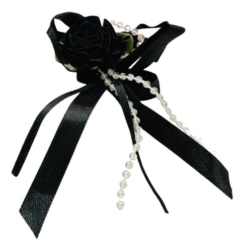 100 Pcs Laço De Tecido Com Rococo Preto 0
