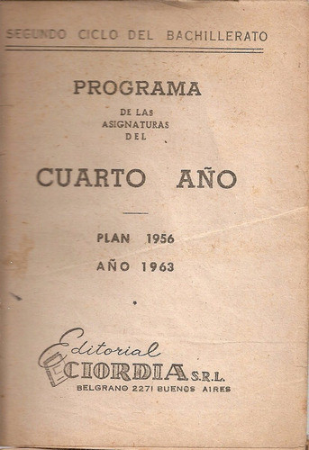 Programa Asignaturas 4 Año 2° Ciclo Bachillerato - Ciordia 0