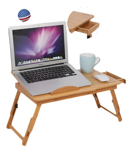 Bambú Ajustable Estante Estante Cama Dormitorio Vuelta Escri 0