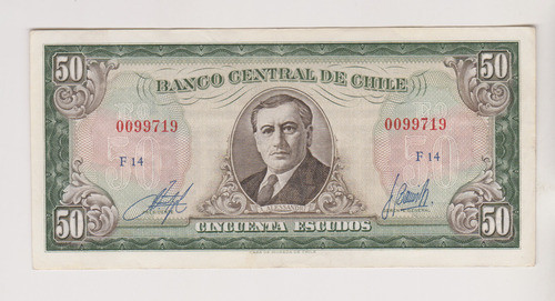 Billete Chile 50 Escudos Año 1962/75 Excelente ++ 0