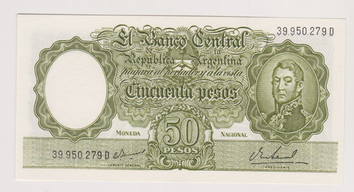 Billete Argentina 50 $ Bottero 2027 Año 1968 Sin Circular 0