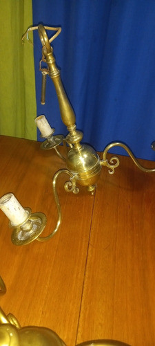 Antiguas Lamparas Colgante De Bronce Tres Luces 0