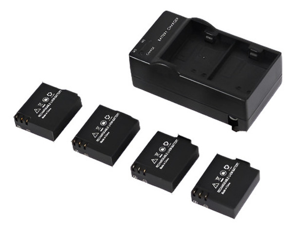 4pcs 3.7v 900mah Li-ion Batería Con Cargador Doble Para Cáma 0
