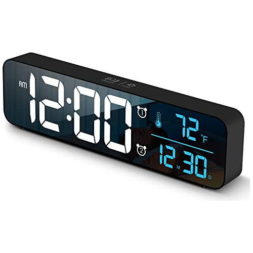 Reloj Digital De Escritorio Pared Dormitorio 26x7cm Negro 0